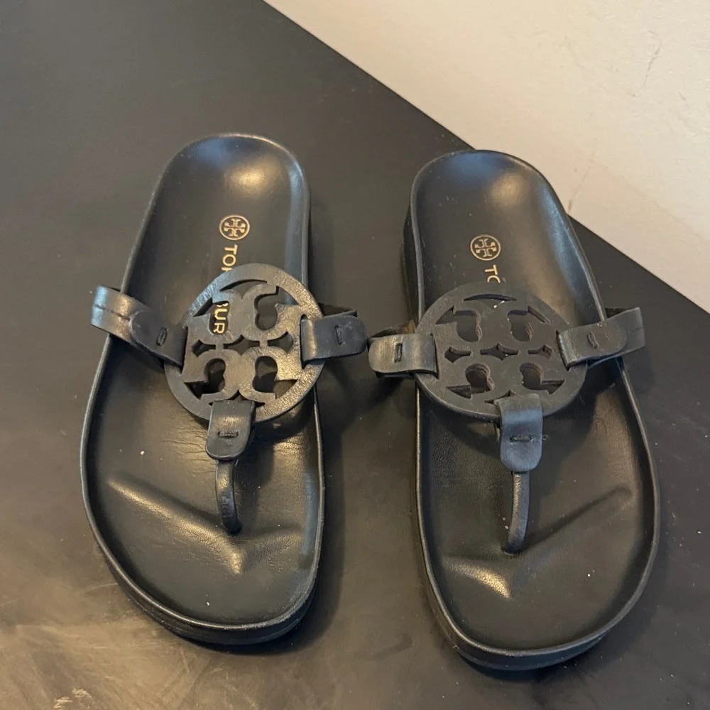 Tory Burch Black Slide Sandals, Like New